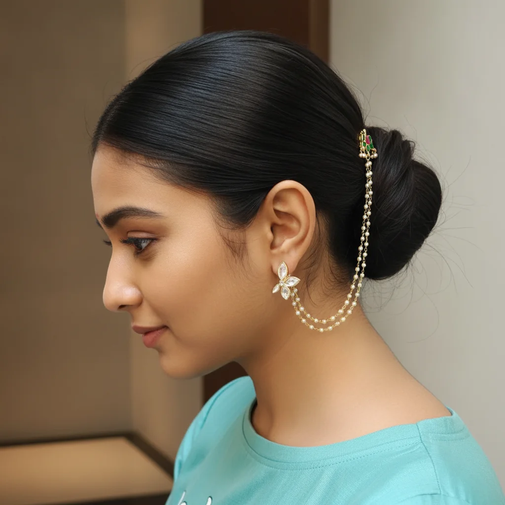 Pearl & Kundan Sahara Ear Chain Set