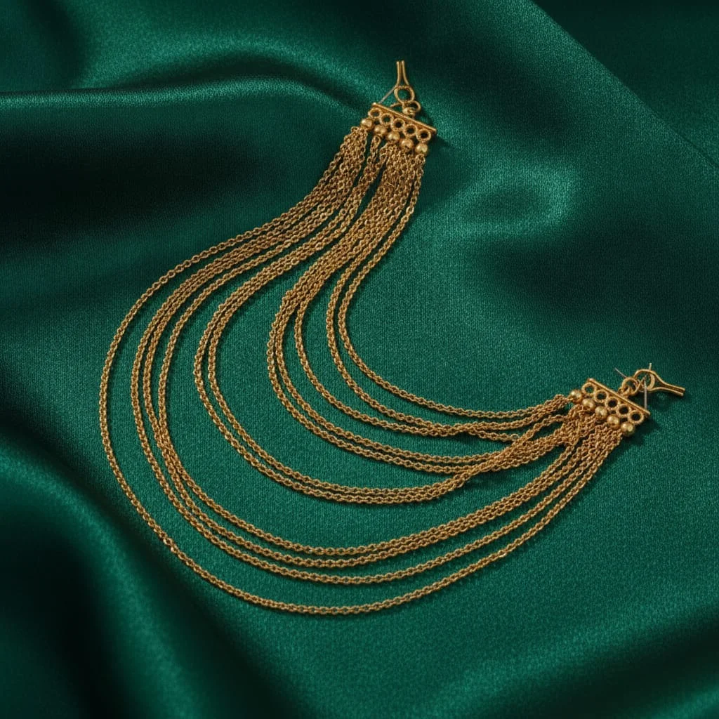 Royal Multi-Strand Gold Earring Chains