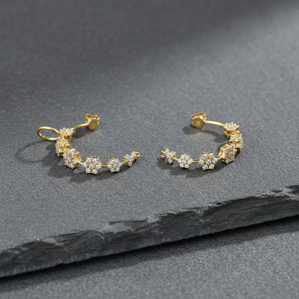 Radiant Floral Bloom Ear Cuffs - View 2