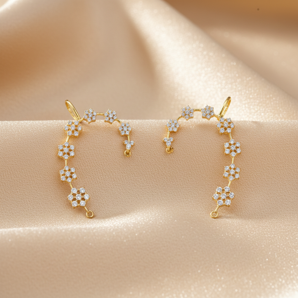 Radiant Floral Bloom Ear Cuffs