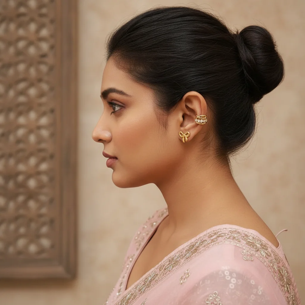 Gilded Grace Ear Cuff & Bow Stud Set