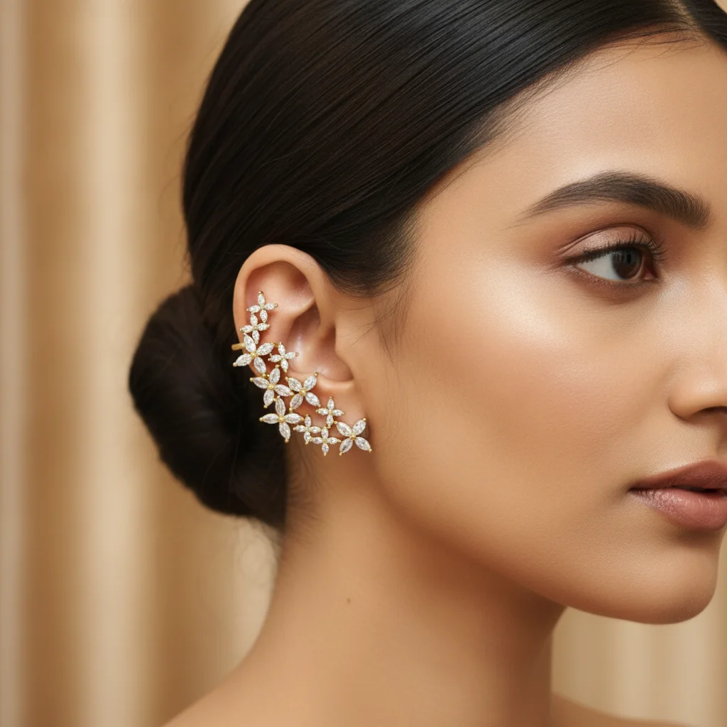 Marquise Floral Glam Ear Cuff