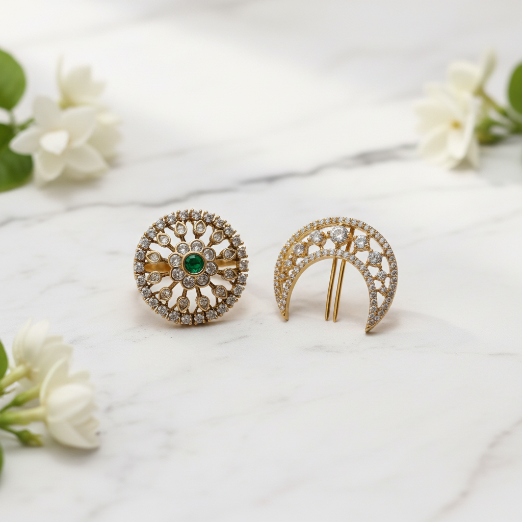 Celestial Bloom & Crescent Hair Set - View 3