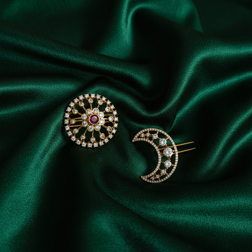 Celestial Mandala & Crescent Hair Pin Set