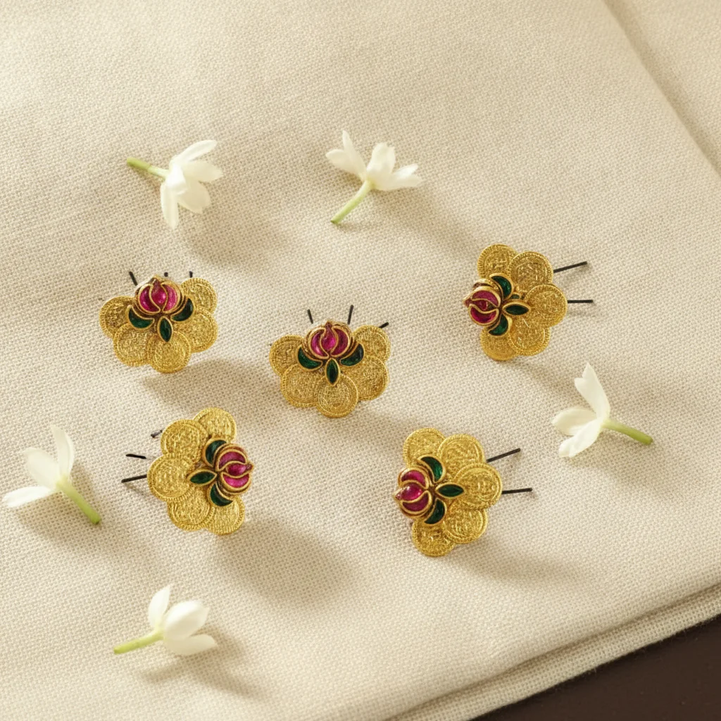 Antique Gold Kemp & Coin Hair Pins