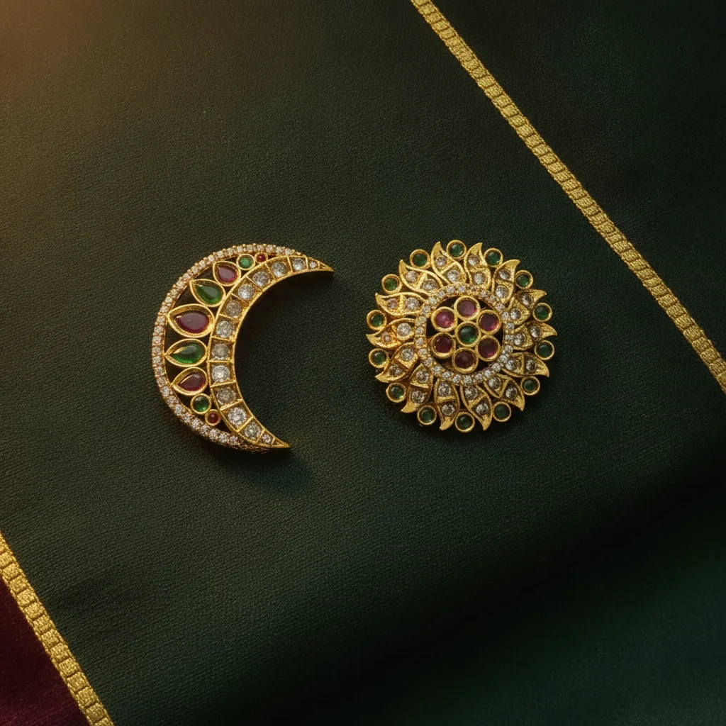 Celestial Sun & Moon Kundan Accessory Set