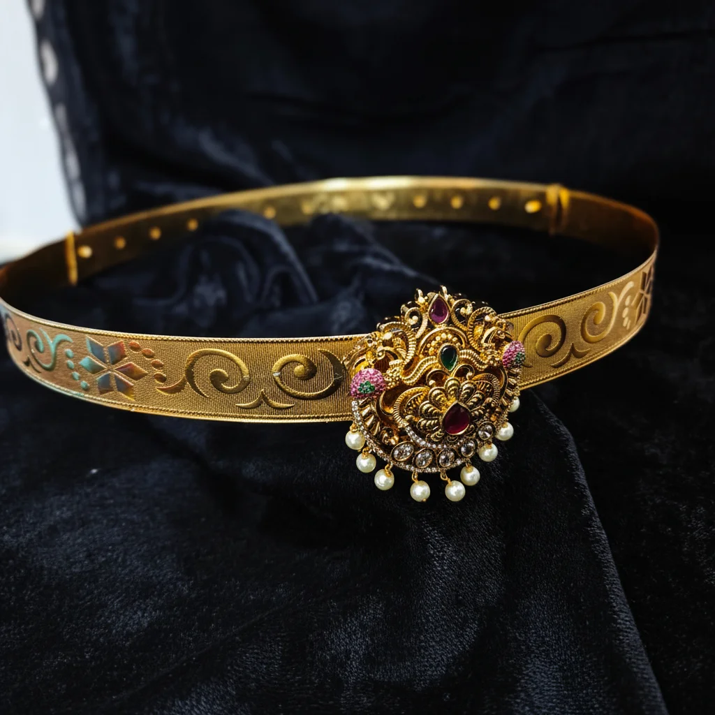 Regal Floral Medallion Gold-Plated Vaddanam - View 2