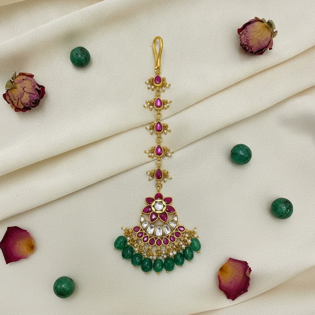 Heritage Bloom Kundan Maang Tikka