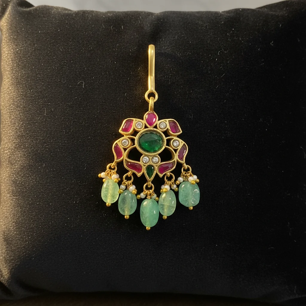 Royal Emerald and Ruby Maang Tikka