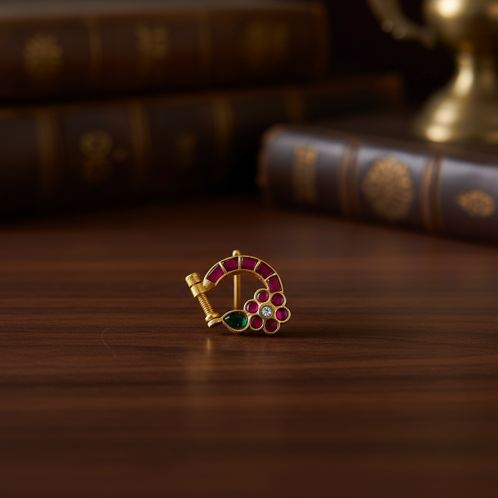 Regal Ruby Floral Nath - View 3