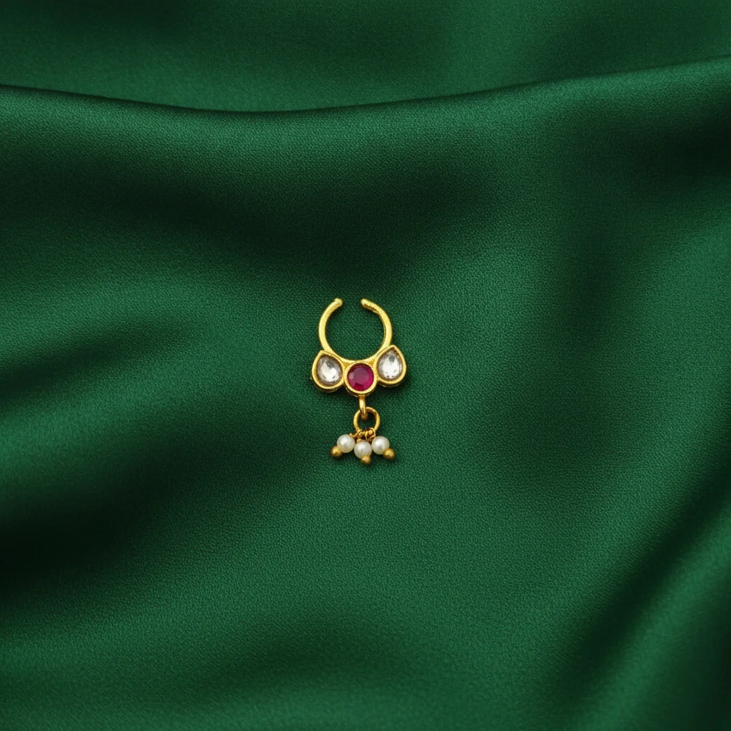 Royal Ruby & Kundan Clip-on Nose Ring