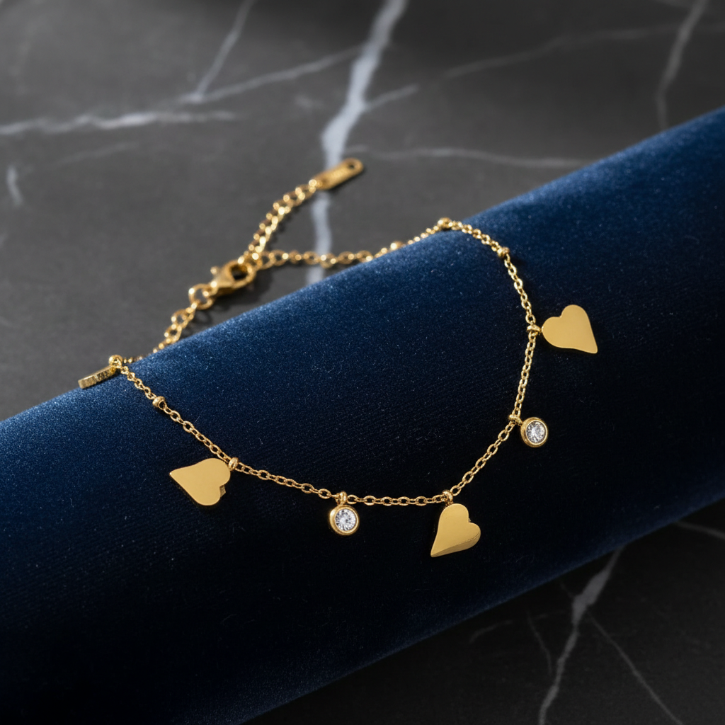 Radiant Heart & Stone Charm Bracelet