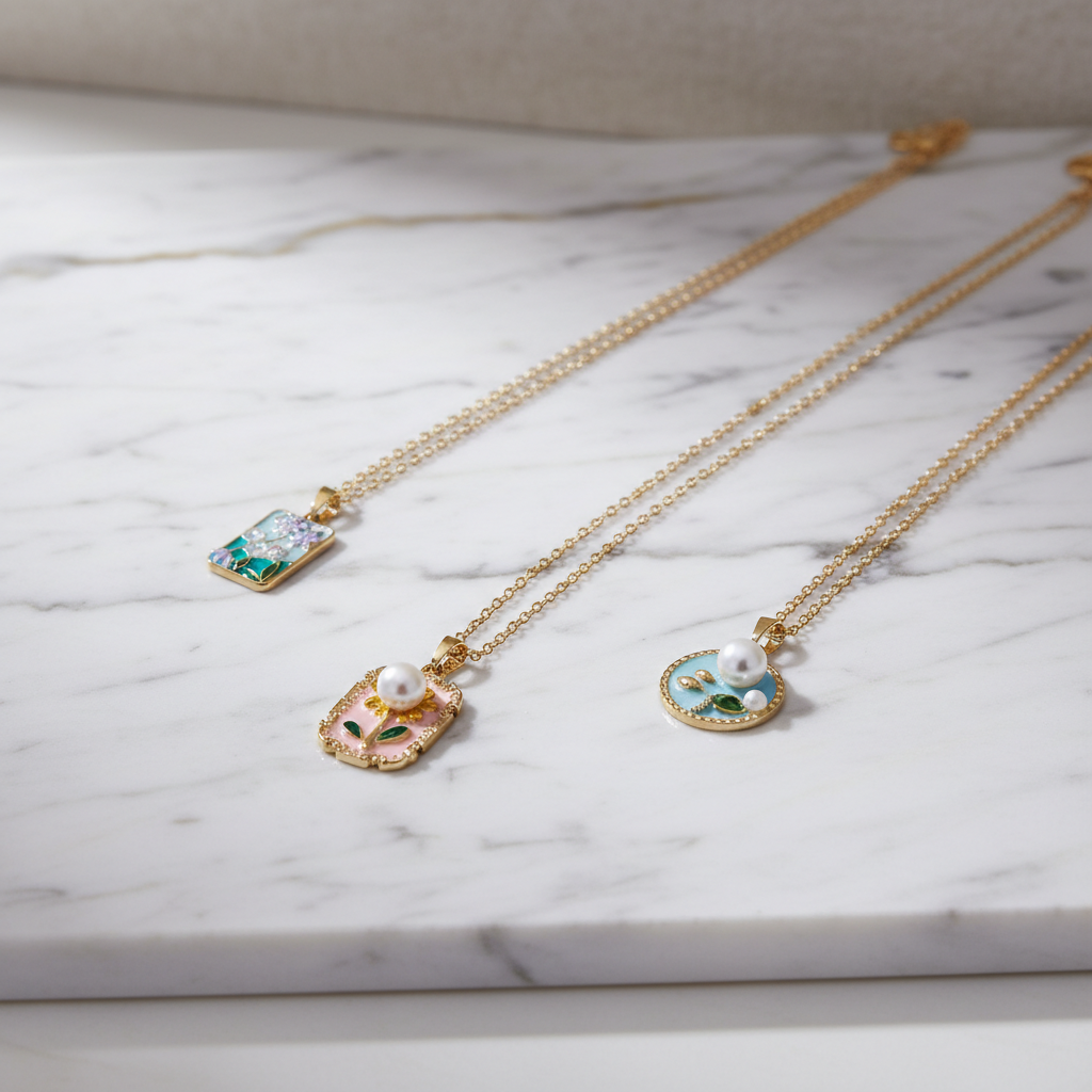Enchanted Meadow Enamel & Pearl Trio - View 2