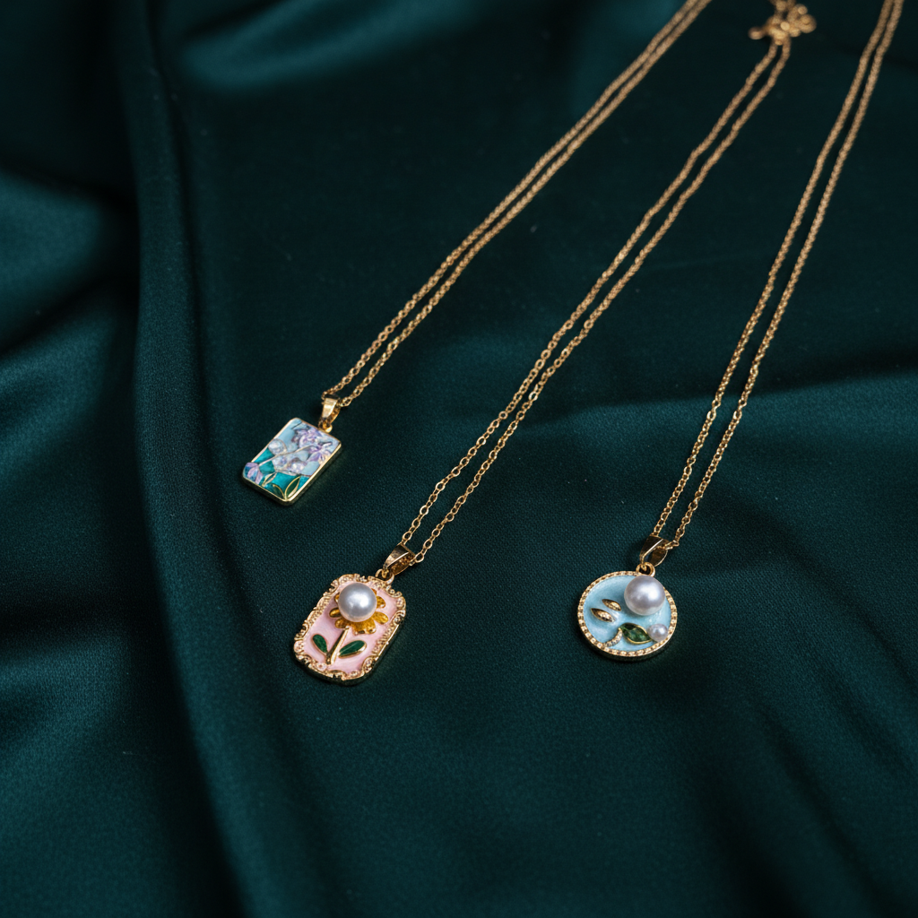 Enchanted Meadow Enamel & Pearl Trio - View 3
