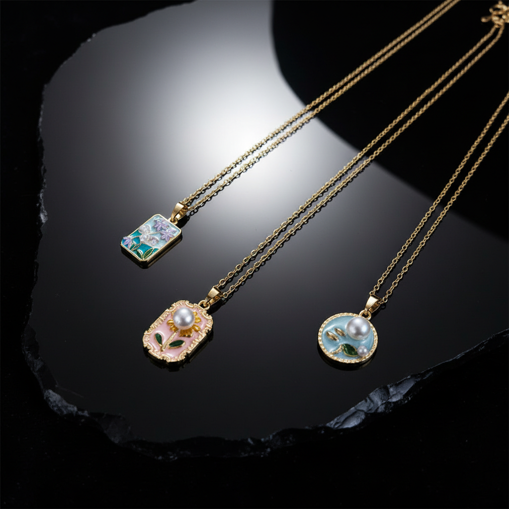 Enchanted Meadow Enamel & Pearl Trio