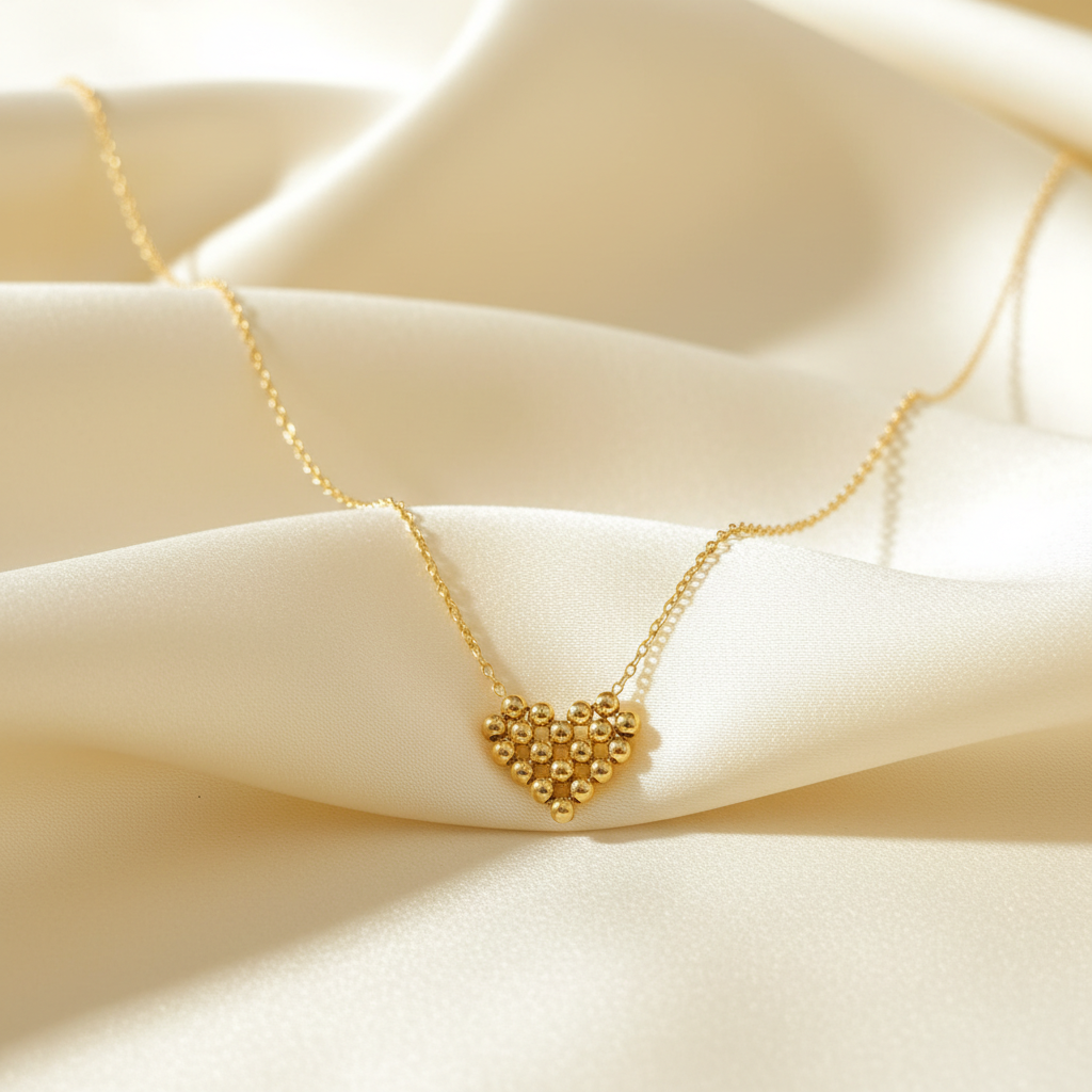 Beaded Heart Glimmer Necklace