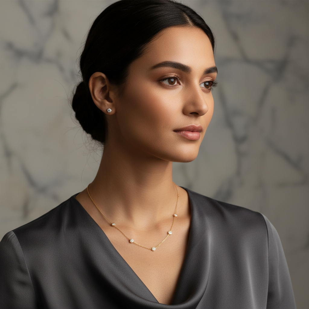 Ethereal Radiance Station Necklace & Stud Set