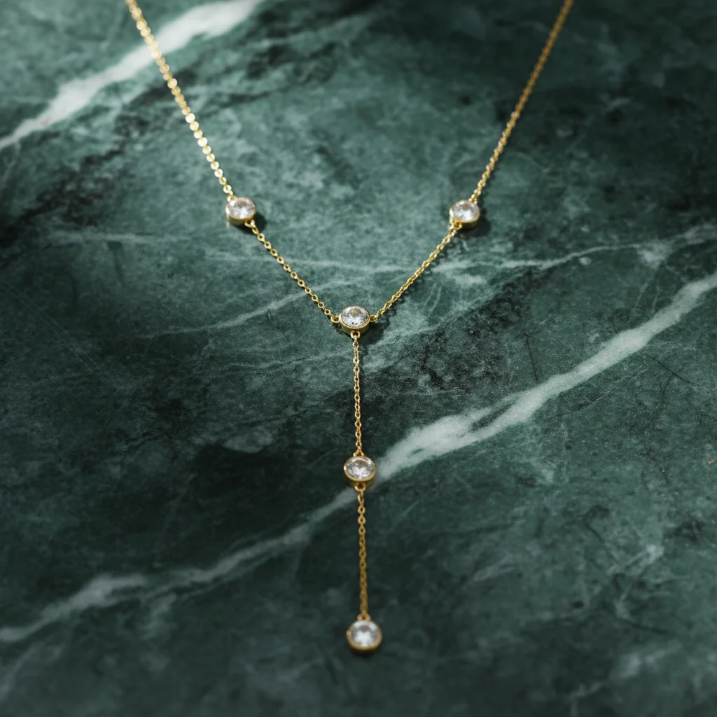 Luminous Gold Lariat Necklace - View 2