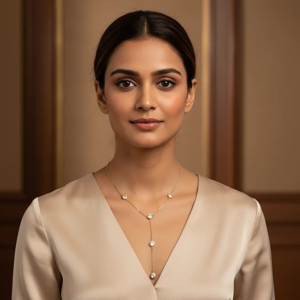 Luminous Gold Lariat Necklace