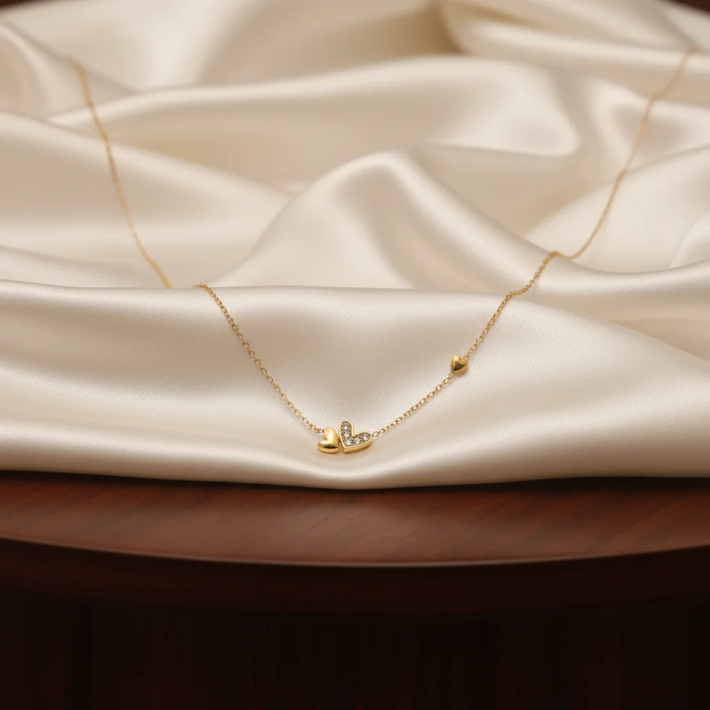 Dainty Double Heart Anti-Tarnish Necklace Kit - View 2