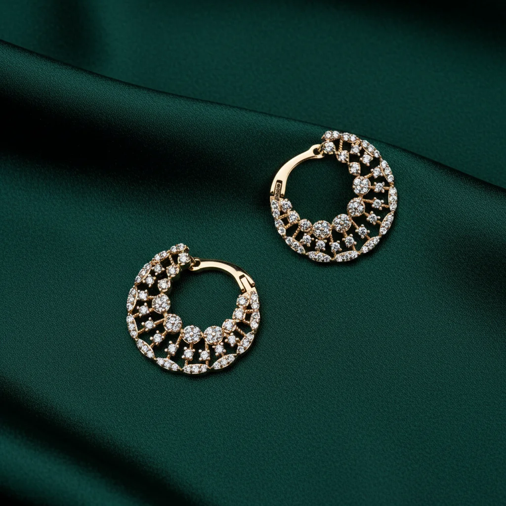 Ornate Lattice Brilliance Hoops
