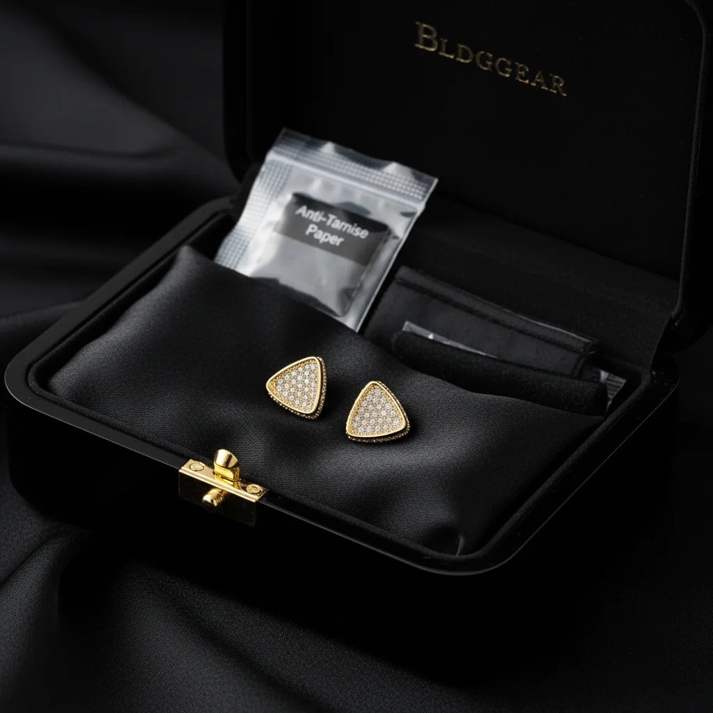 Triangular Gold Pavé Stud Earrings Kit