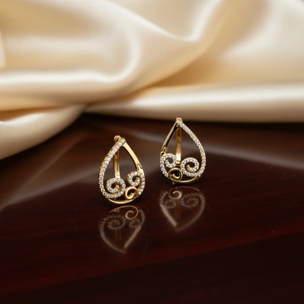 Gilded Scrollwork Teardrop Earrings