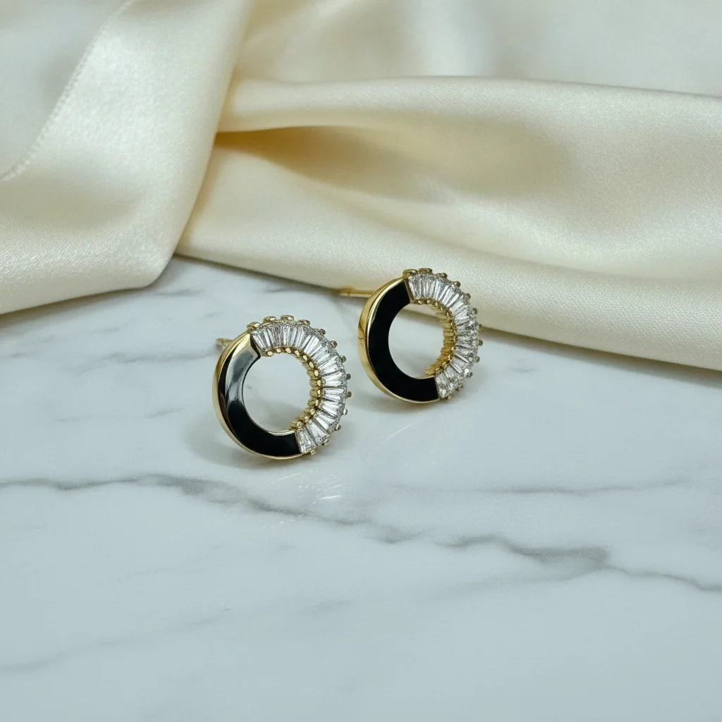 Celestial Radiance Circular Baguette Studs