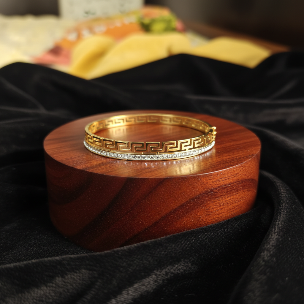 Aura Meander Gold Plated Stone Bangle - View 2