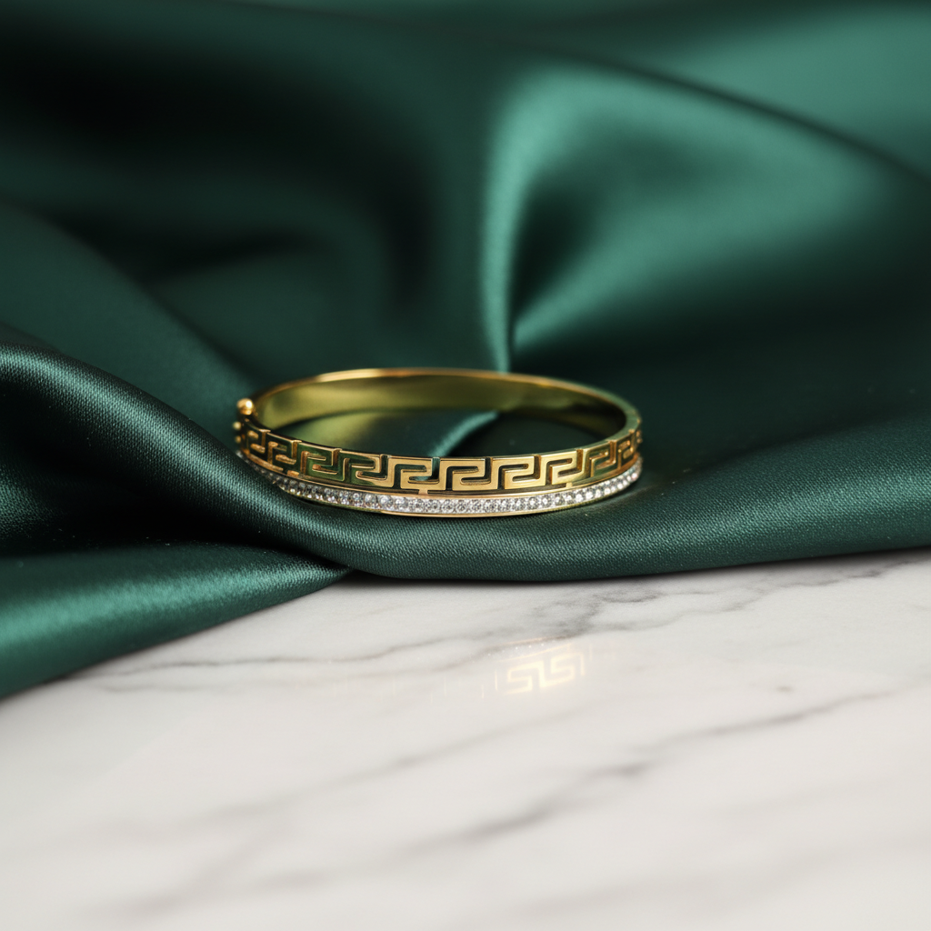 Aura Meander Gold Plated Stone Bangle