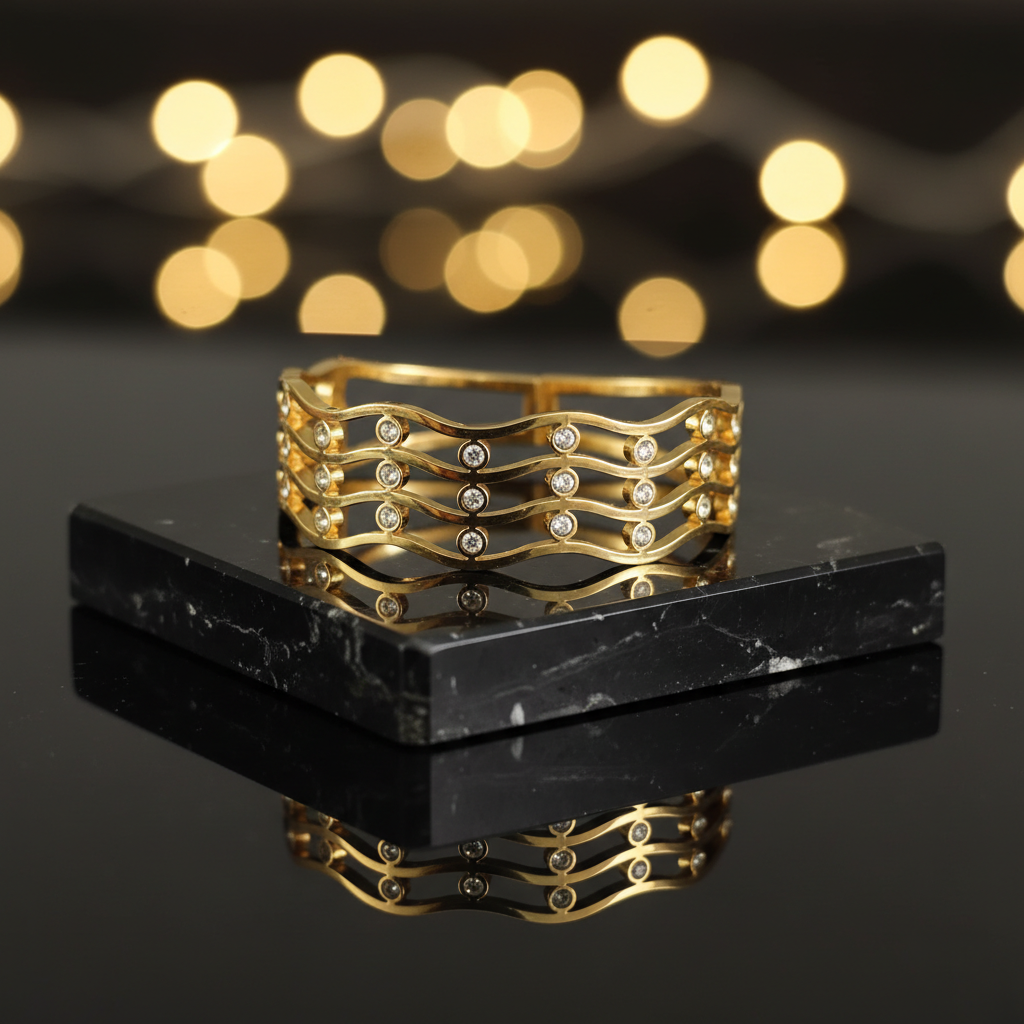 Ethereal Waves Zircon Bangle - View 2