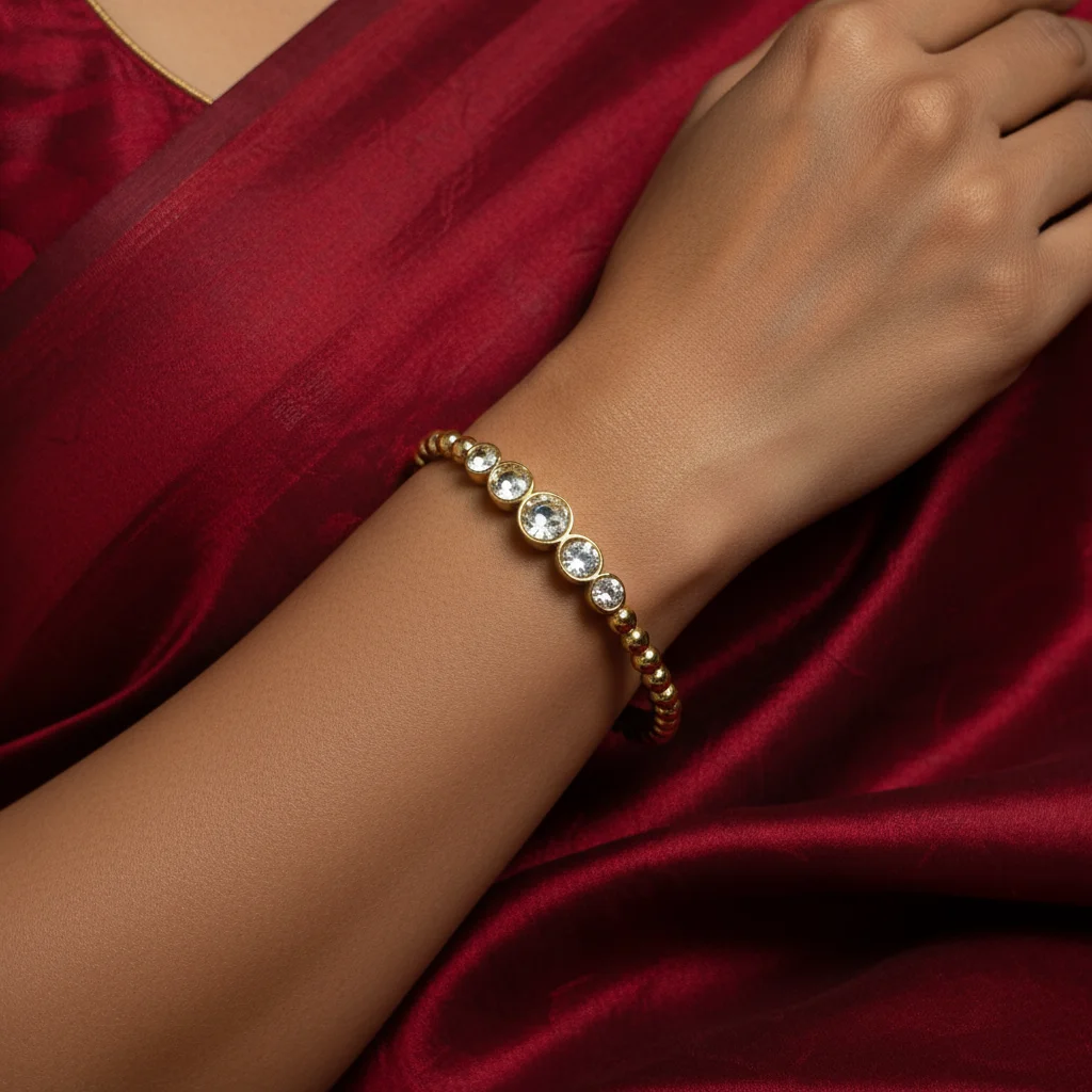 Gilded Beaded Bezel Ring