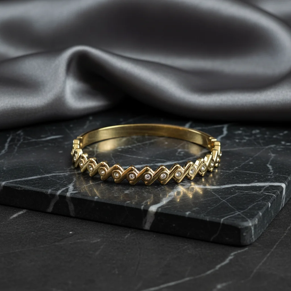 Zigzag Sparkle Gold-Plated Bangle Kit - View 2