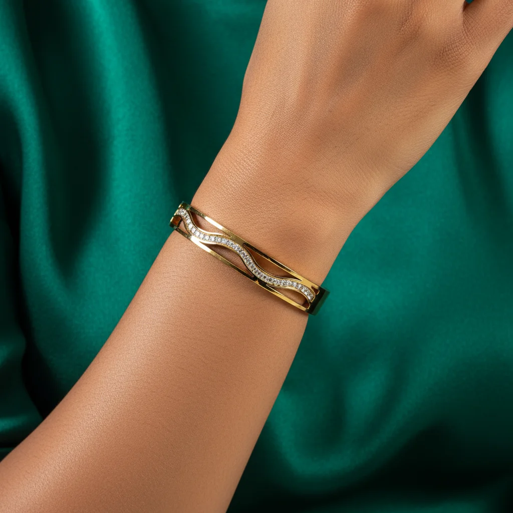 Gilded Wave Crystal Bangle Kit - View 2