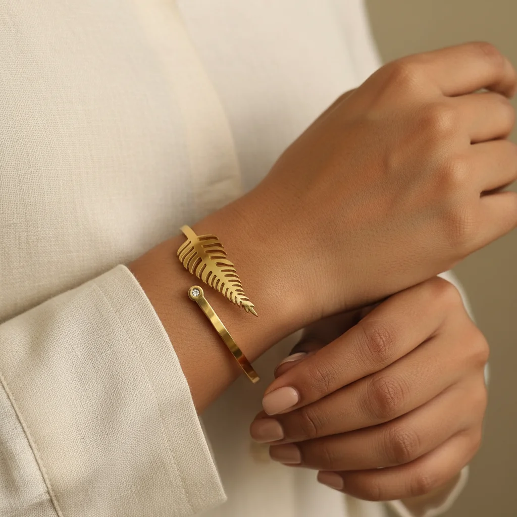 Graceful Feather Anti-Tarnish Bangle