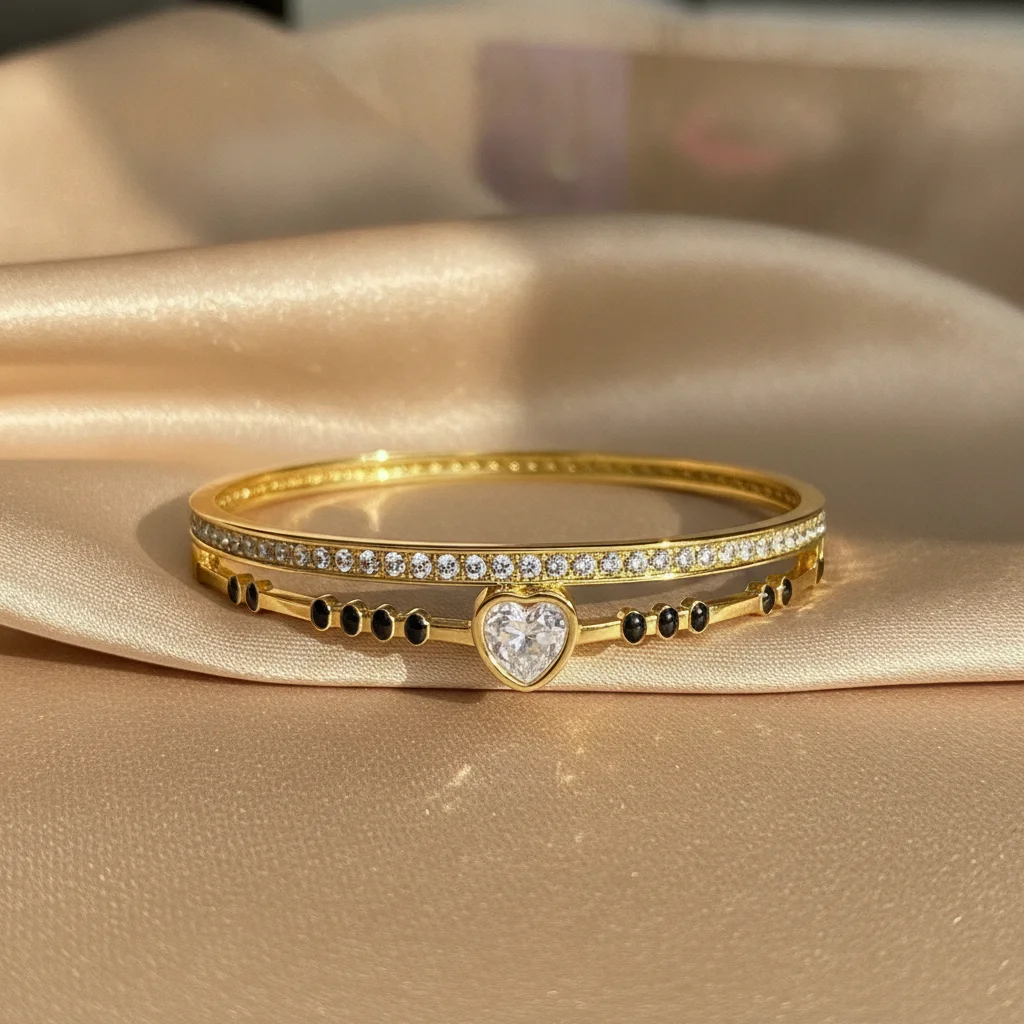 Everlasting Heart & Eternity Anti-Tarnish Bangle Set