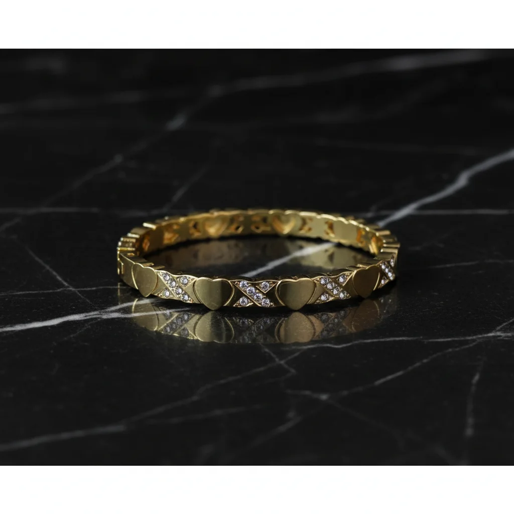 Amara Heart & Cross Pavé Bangle