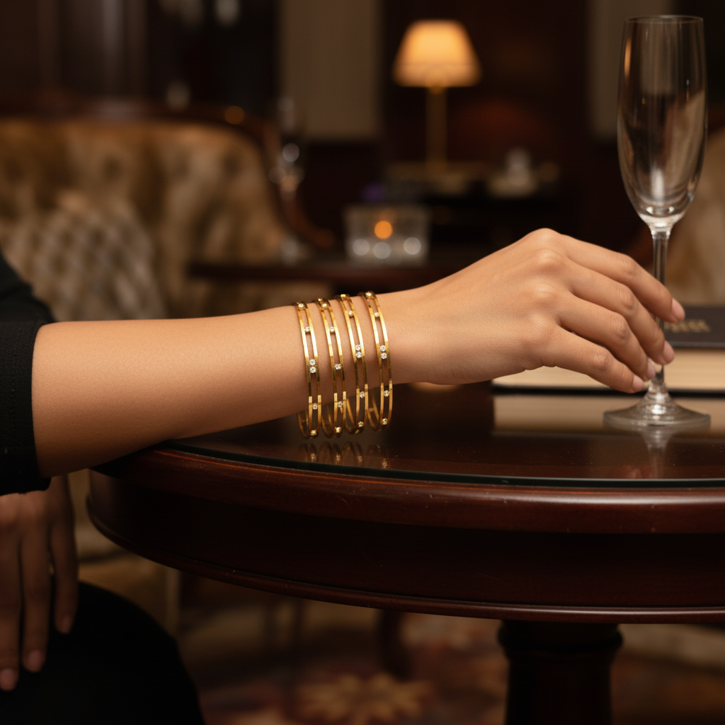 Luminous Layered Gold Bangles - View 3