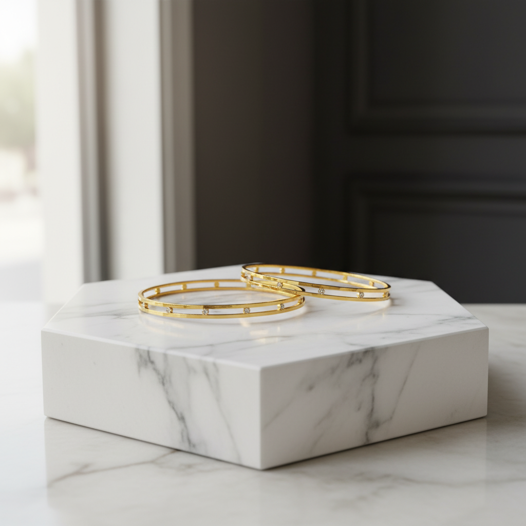 Luminous Layered Gold Bangles