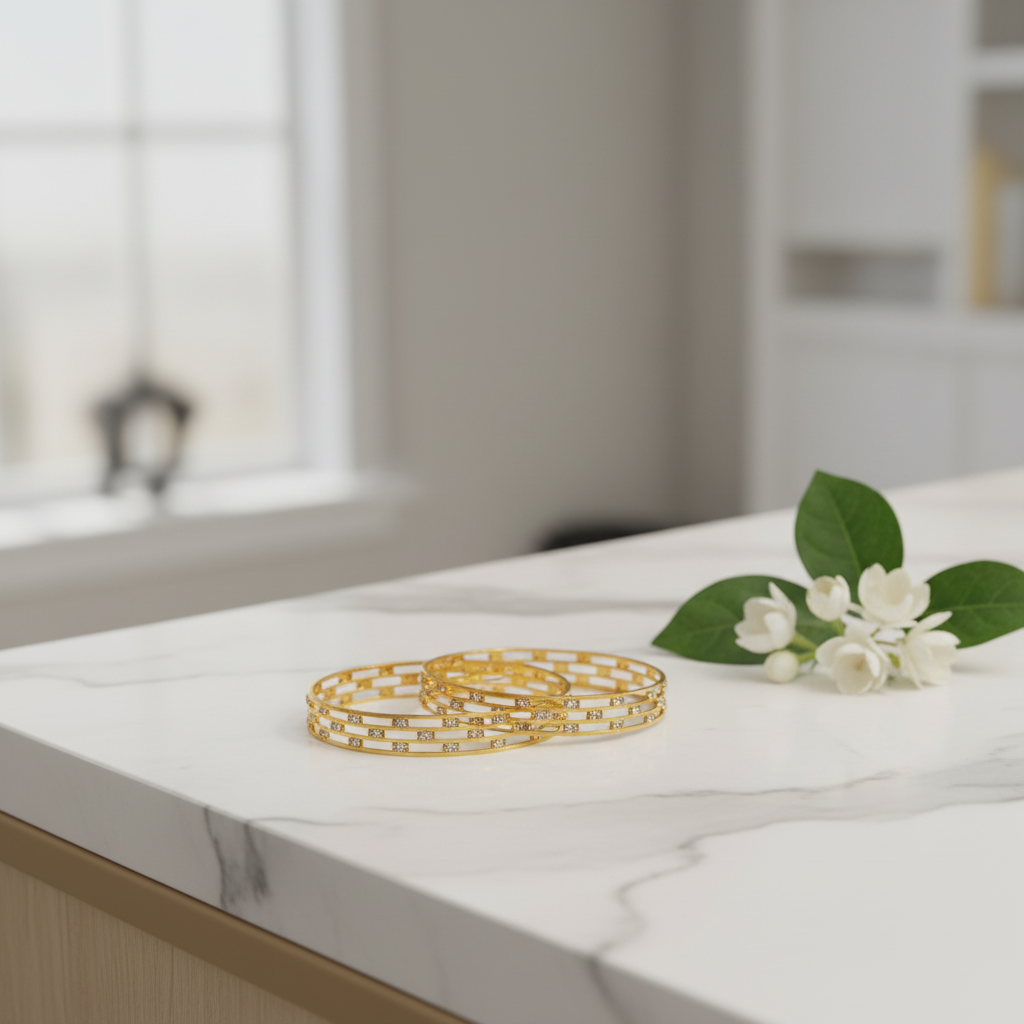 Gilded Trellis Lattice Bangles - View 2