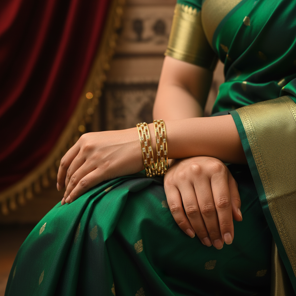 Gilded Trellis Lattice Bangles