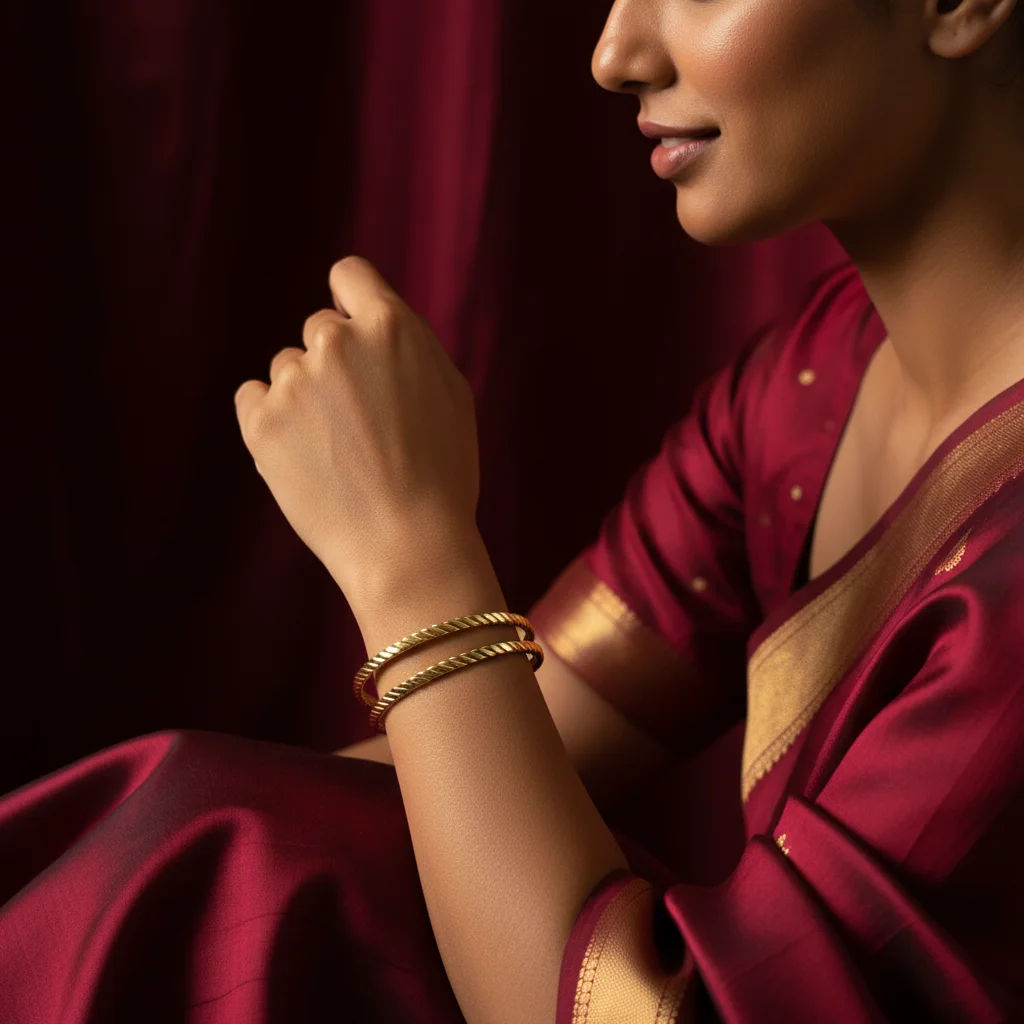 Classic Twisted Rope Gold Bangles - View 2