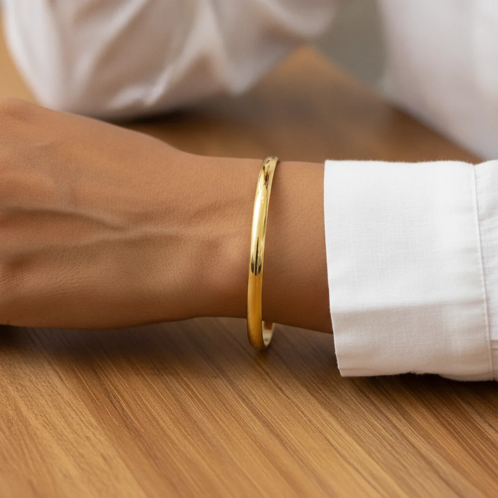 High-Polish Minimalist Gold Bangle Set