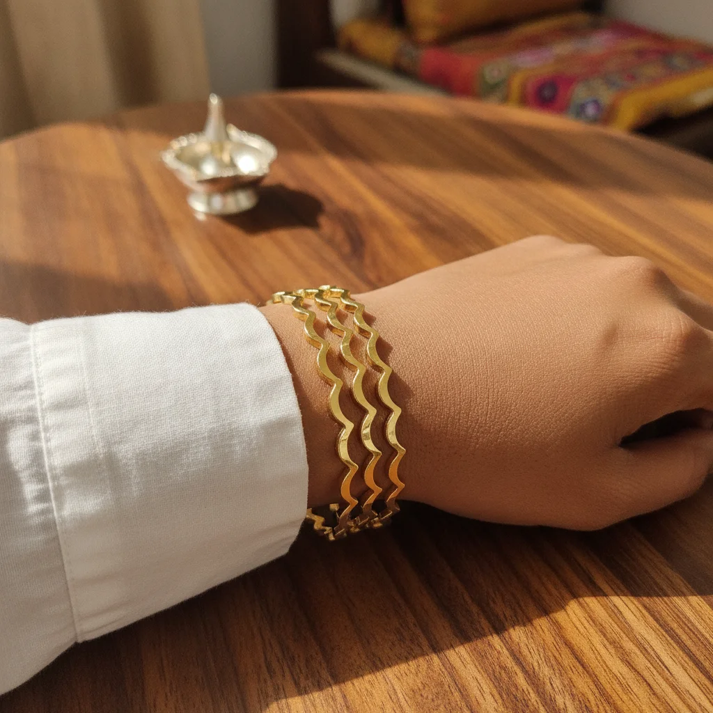 Aura Zigzag Gold-Plated Bangles (Set of 3)