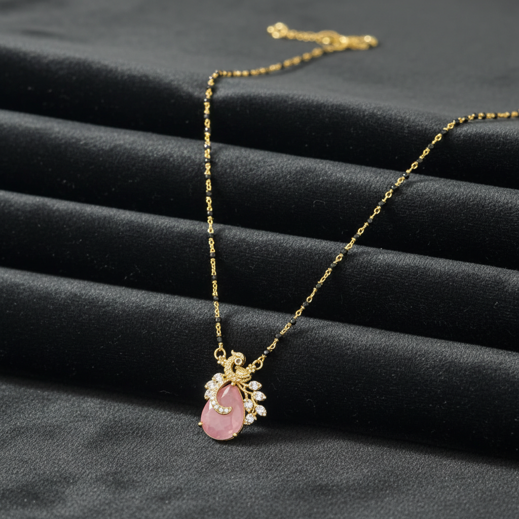 Blush Radiance Beaded Mangalsutra Chain - View 3