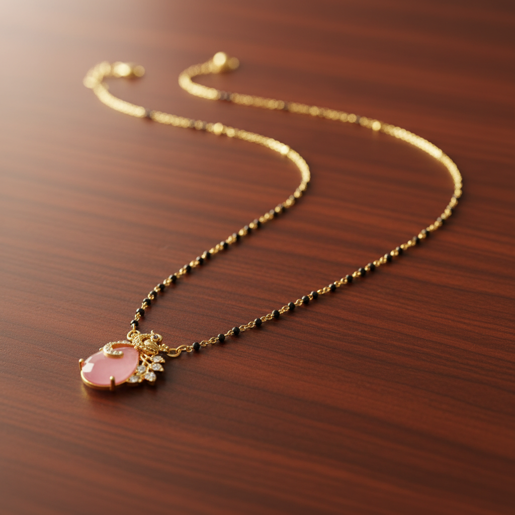 Blush Radiance Beaded Mangalsutra Chain - View 4