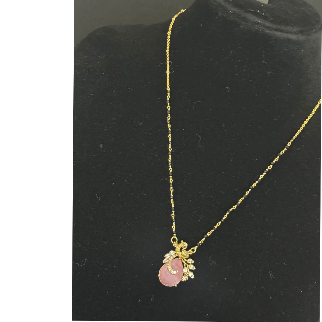 Blush Radiance Beaded Mangalsutra Chain - View 11