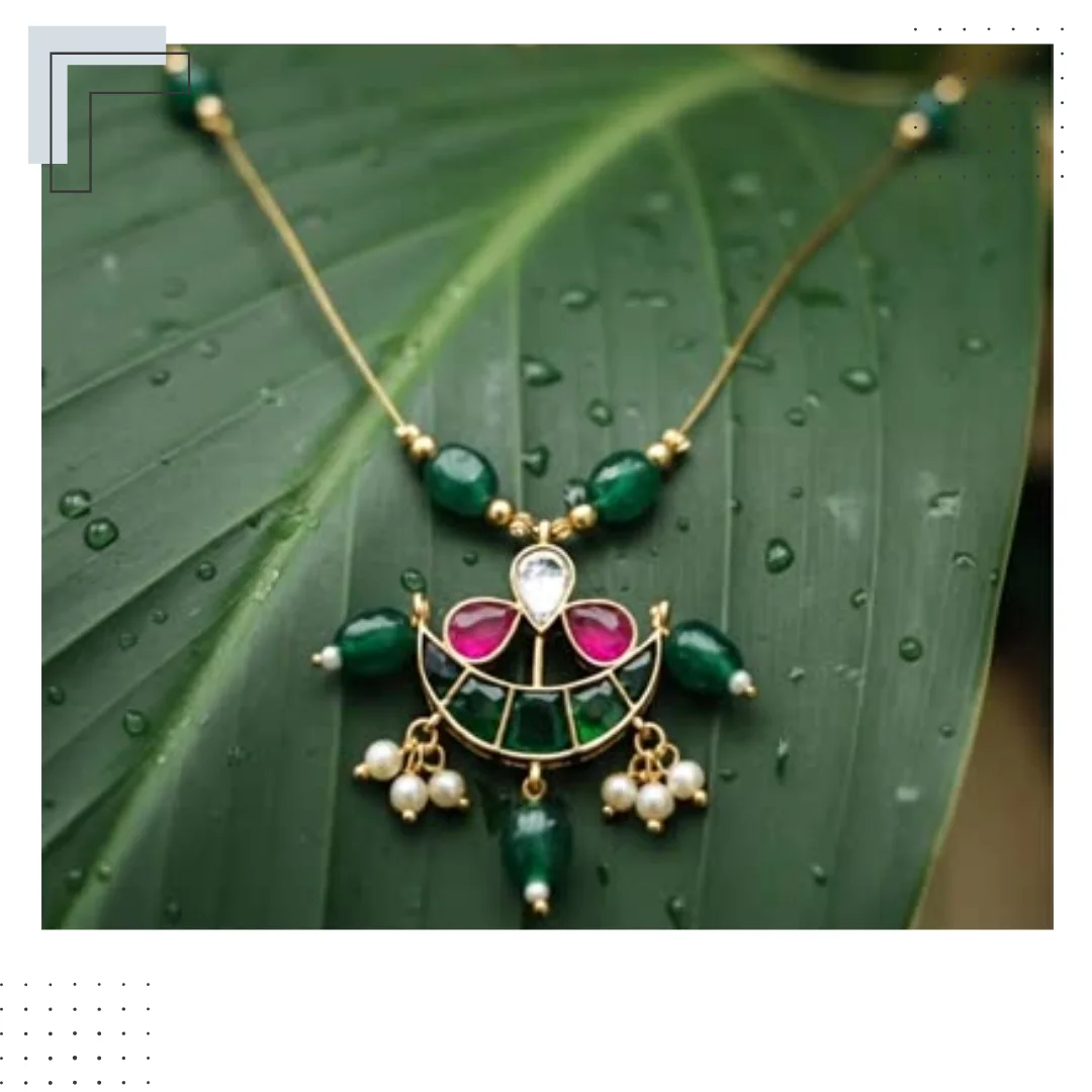 Emerald Crescent Bloom Chain - View 2