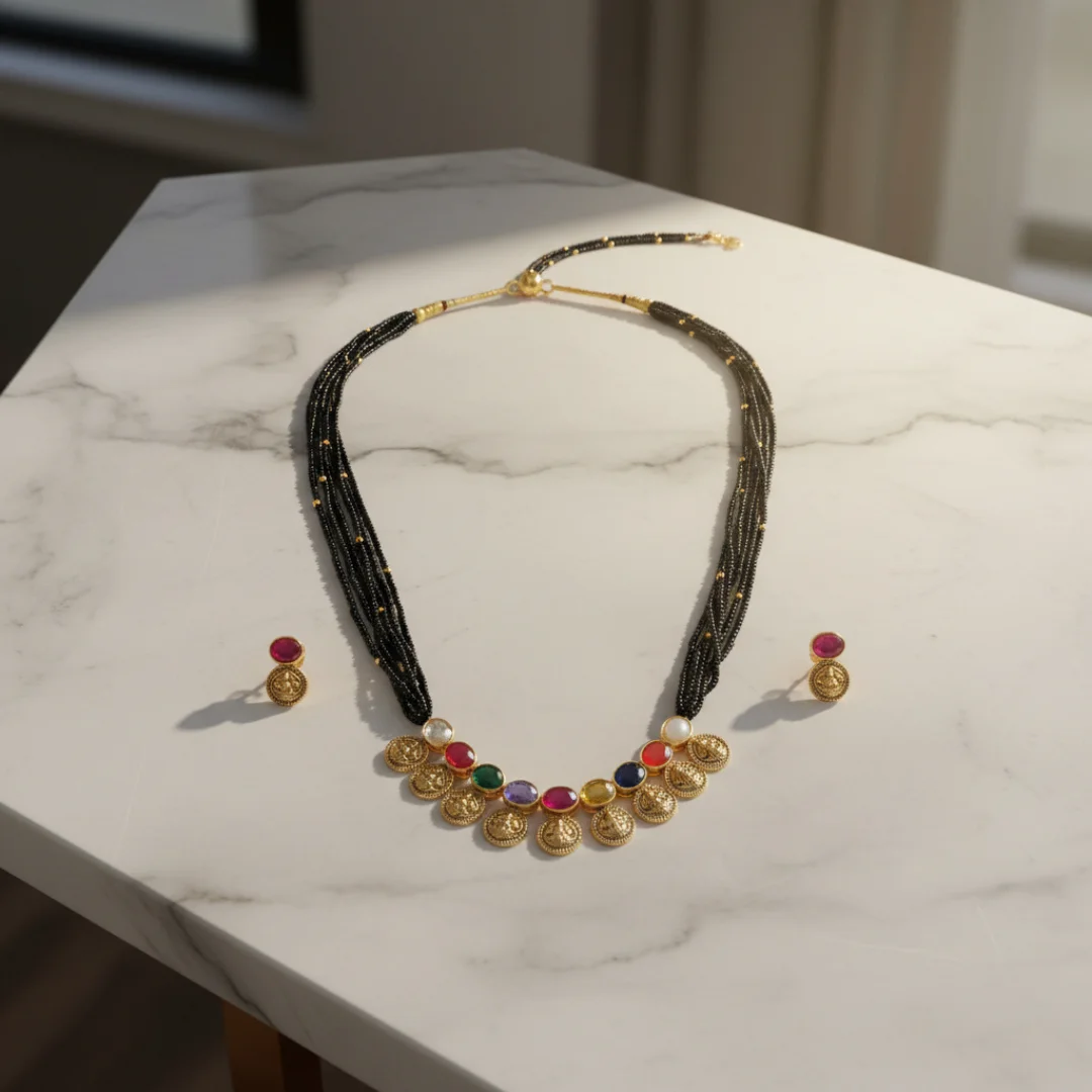 Regal Kaleidoscope Black Bead Chain - View 2