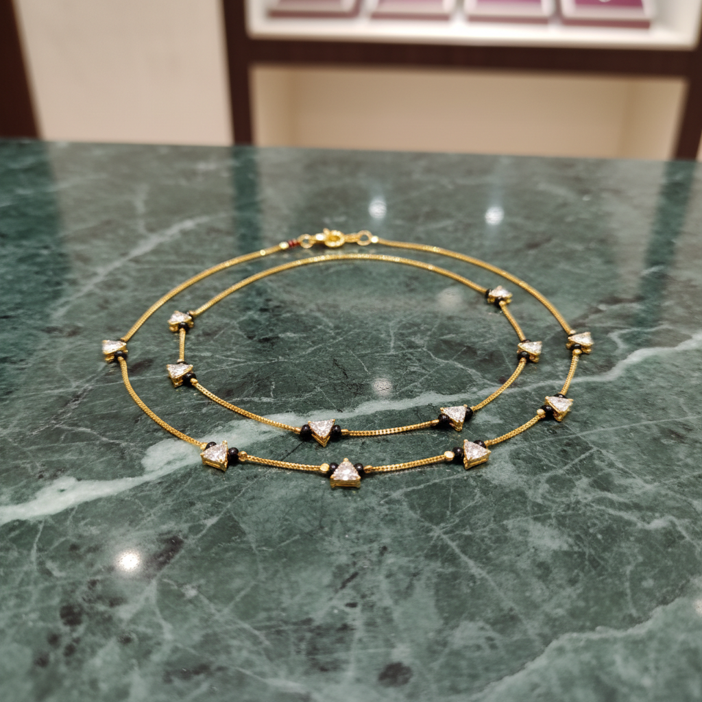 Celestial Trio High-Gloss Black Bead Chain - View 2